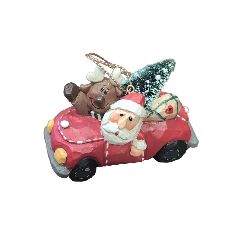 Midwest of Cannon Falls Santa Car Tree Ornament Eddie Walker Resin Christmas